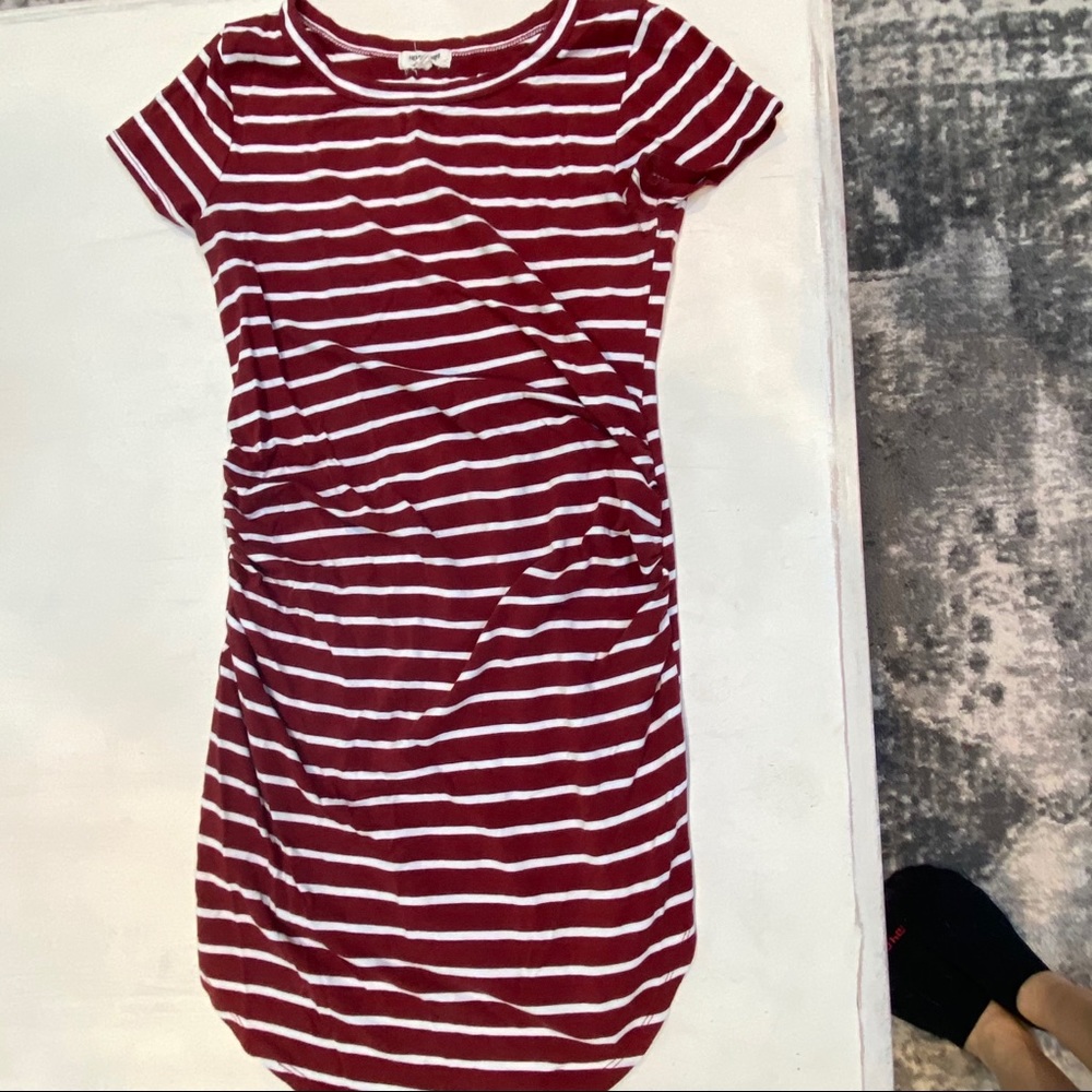 Bundle of 2 striped maternity dresses, ruched